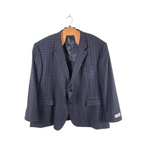 Oak Hill Sport Coat Mens 4XL 58/60 Plum Navy Plaid Paisley Lining Blazer New